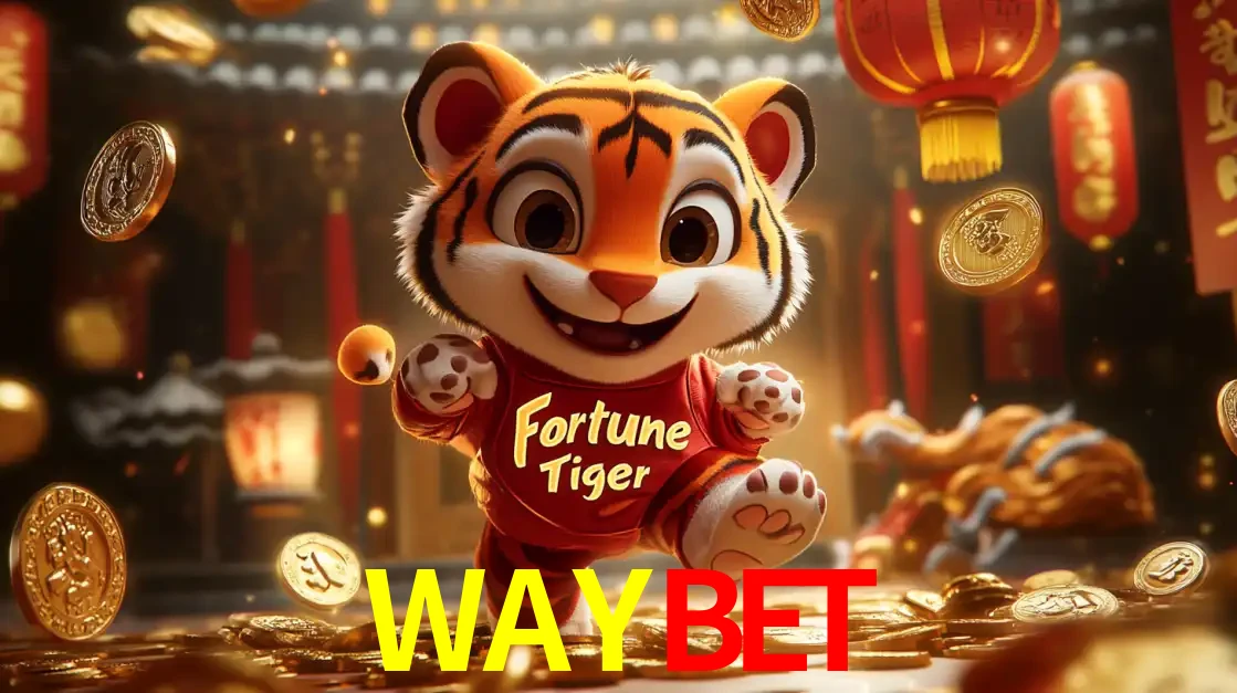 O alegre personagem do Fortune Tiger correndo sobre um caminho de moedas de ouro, simbolizando os grandes prêmios e a diversão do popular jogo de slot do WAYBET.